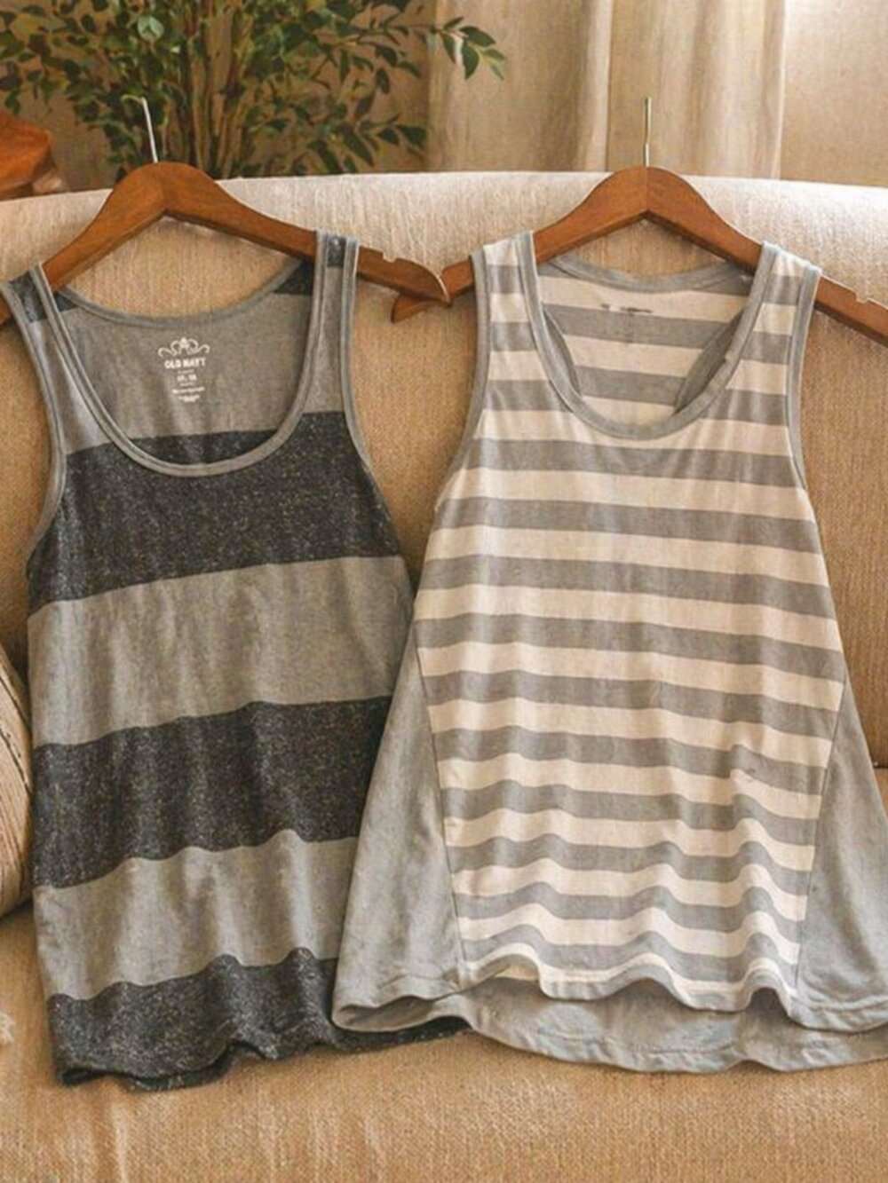 Bundle of 2 Gray Striped Tank Tops | Old Navy & Tek Gear | Size M